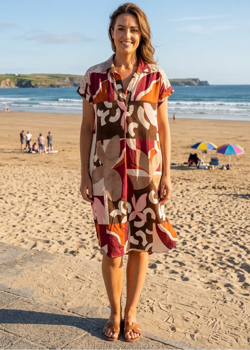 Deborah Rust Print Collar Dress - Image 3