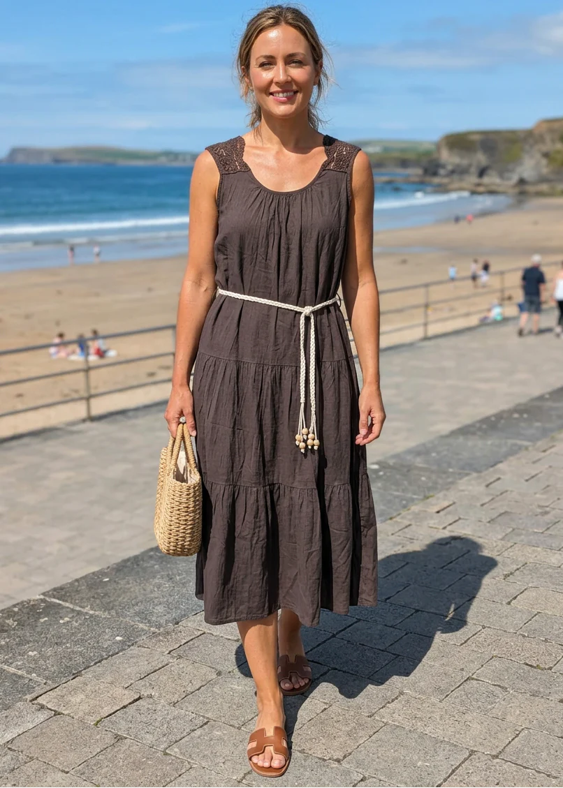 Becca Brown Crochet Back Midi Dress - Image 3