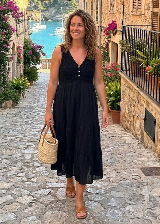 Kira Black Tiered Dress