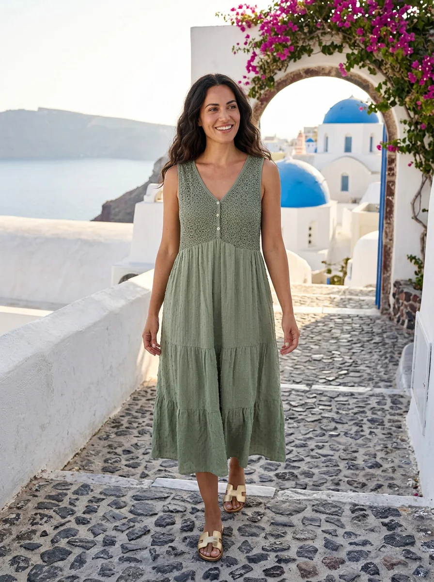 Kira Khaki Tiered Dress - Image 3