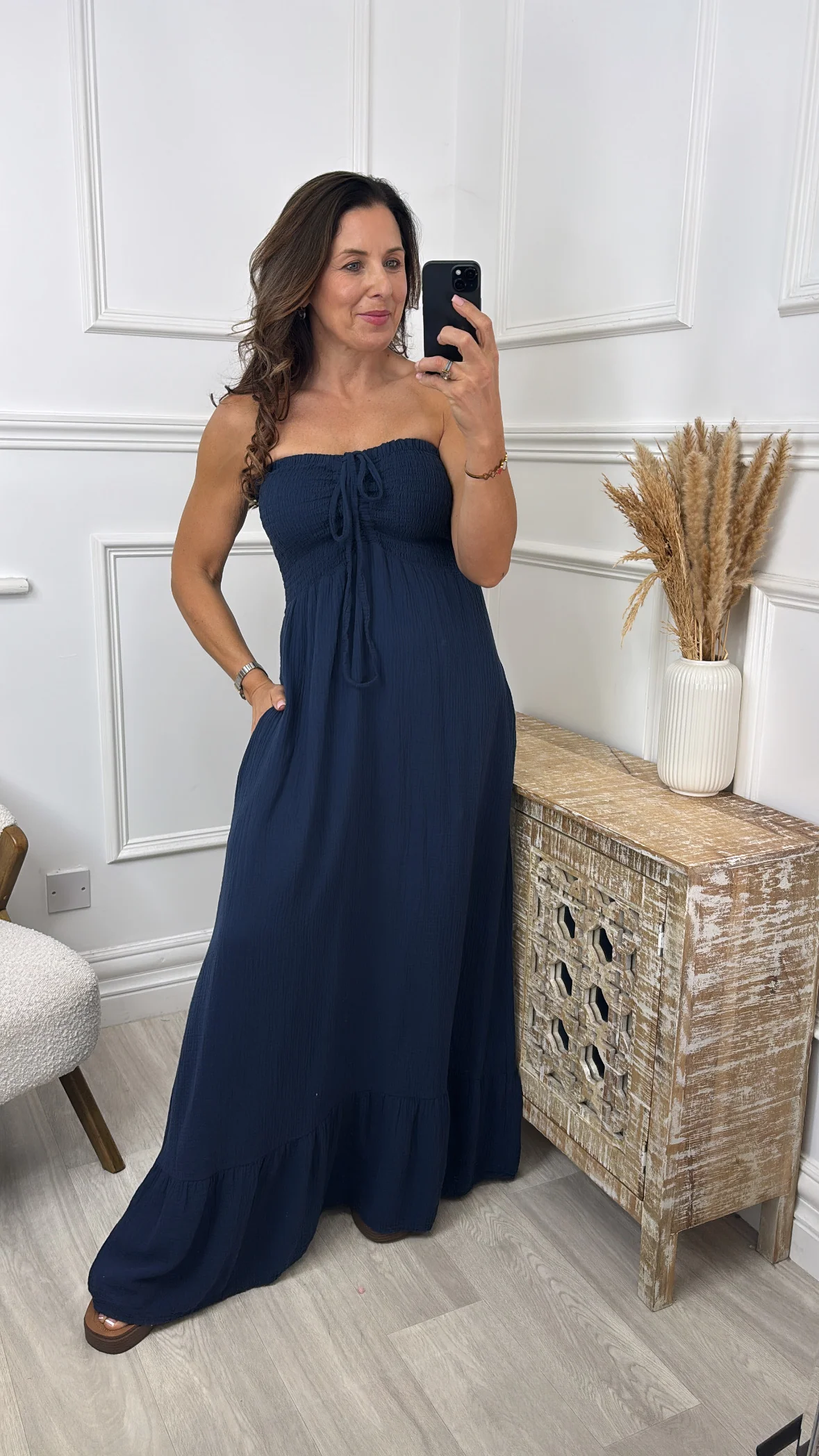 Aislinn Navy Bandeau Maxi Dress - Image 2