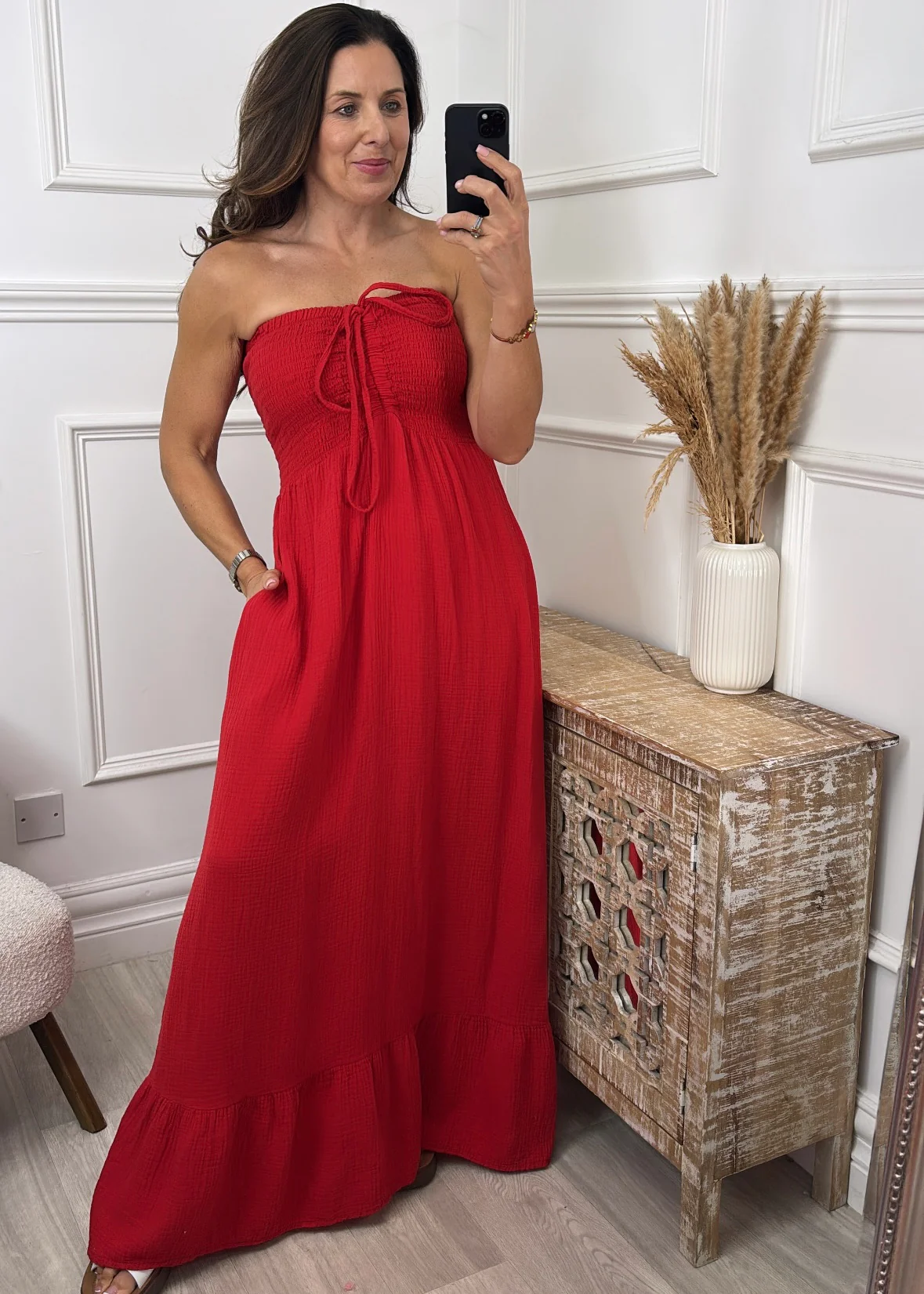 Aislinn Red Bandeau Maxi Dress - Image 2