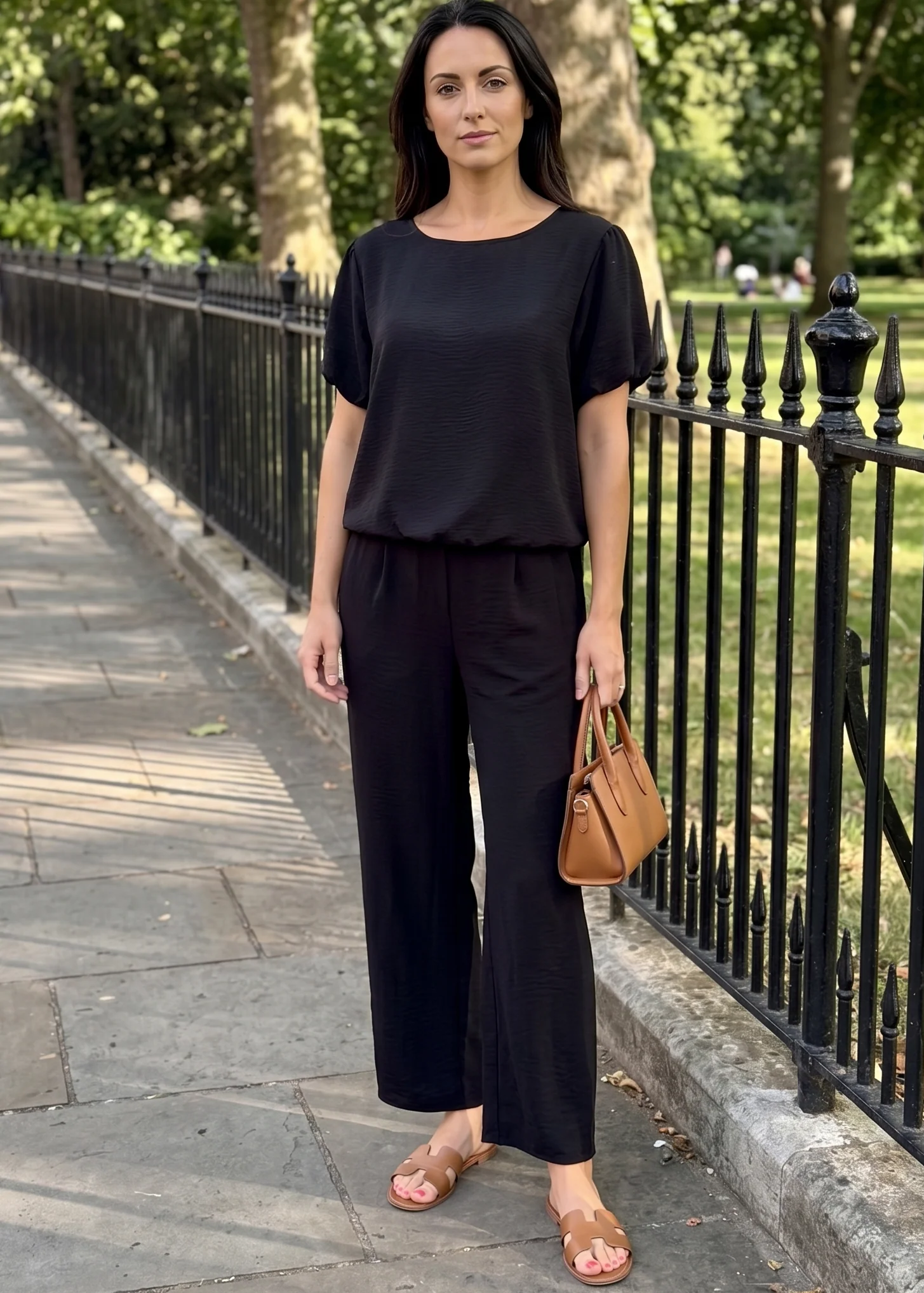 Alish Black Short Puff Sleeve Set - Image 3
