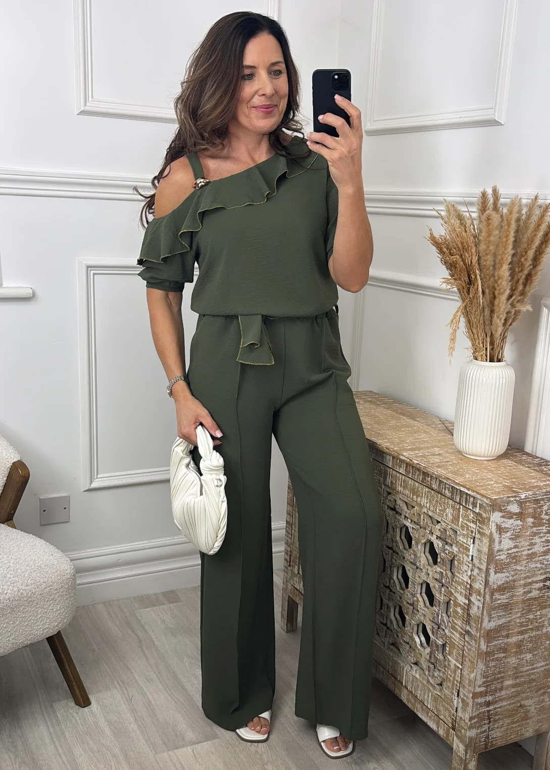Alison Khaki Frill Set