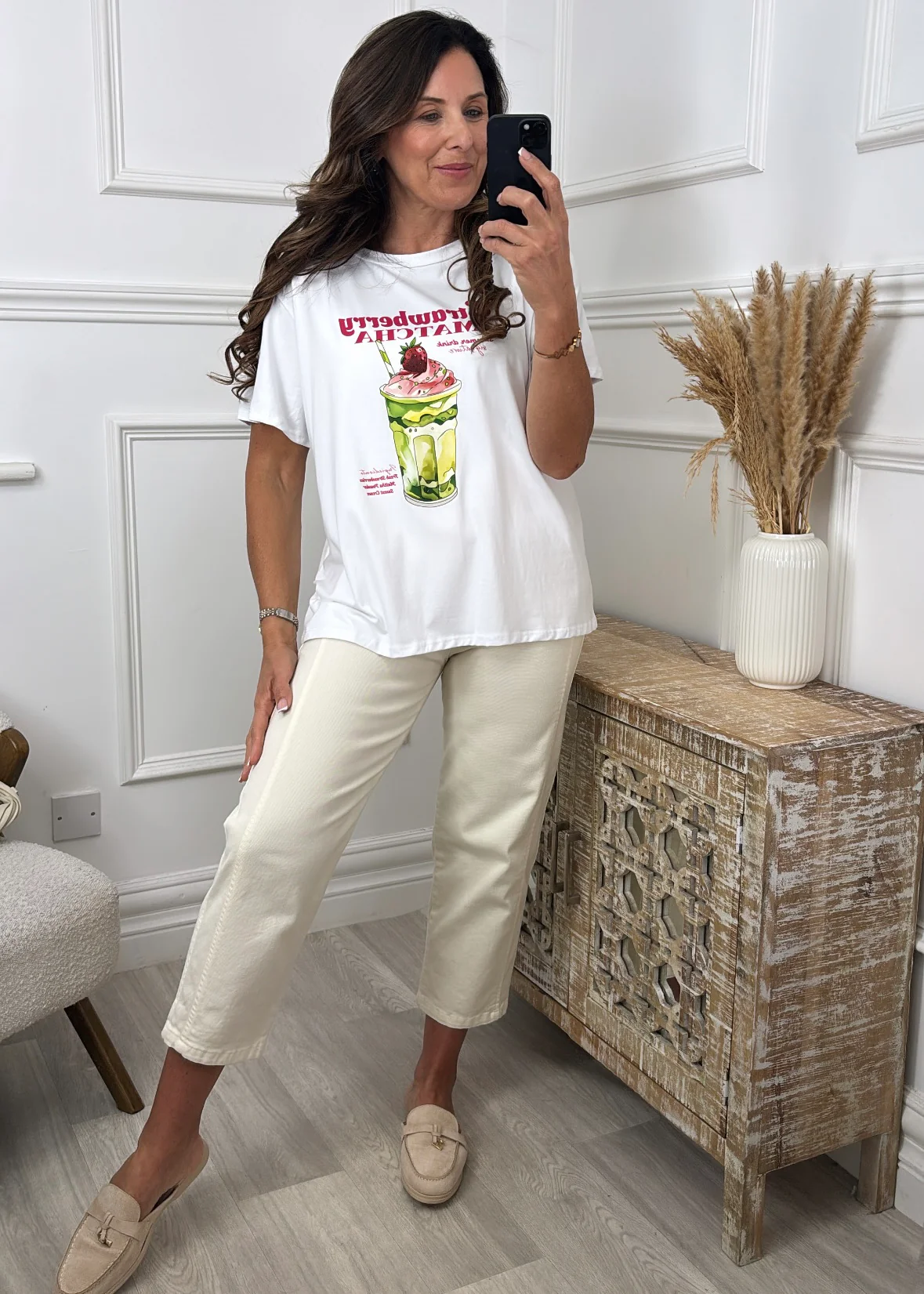 Arleth Strawberry Matcha White T-Shirt - Image 2