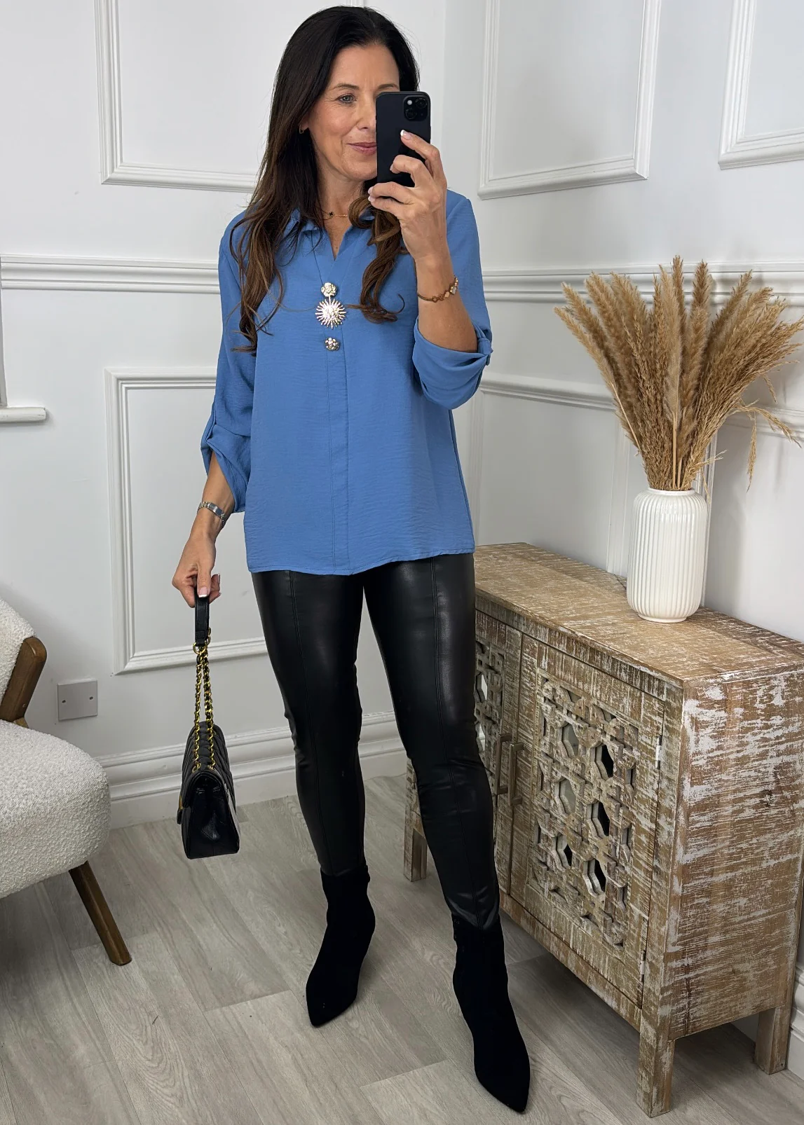 Avelina Denim Button Detail Top - Image 3