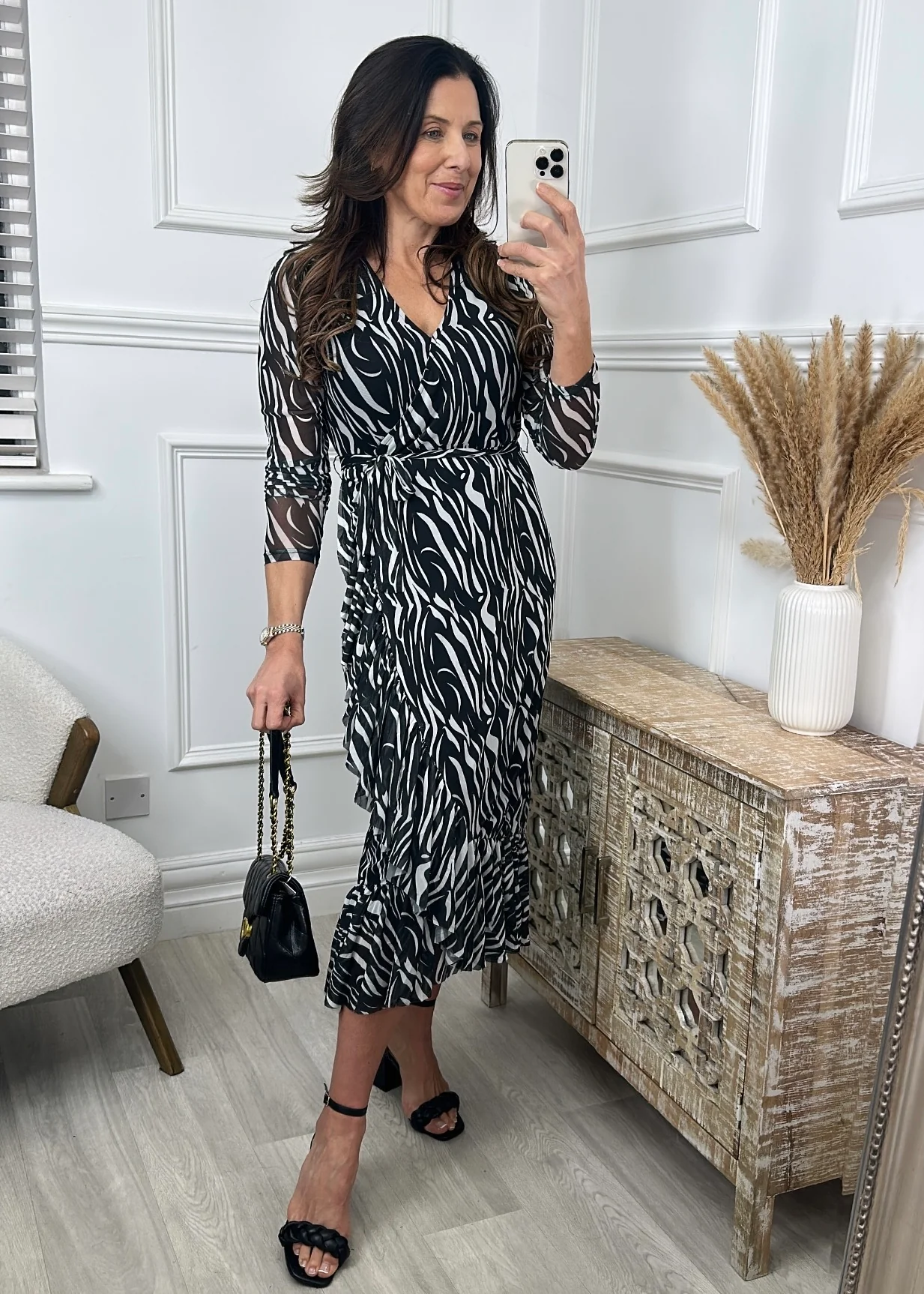 Beatrice Black Animal Print Wrap Dress - Image 2