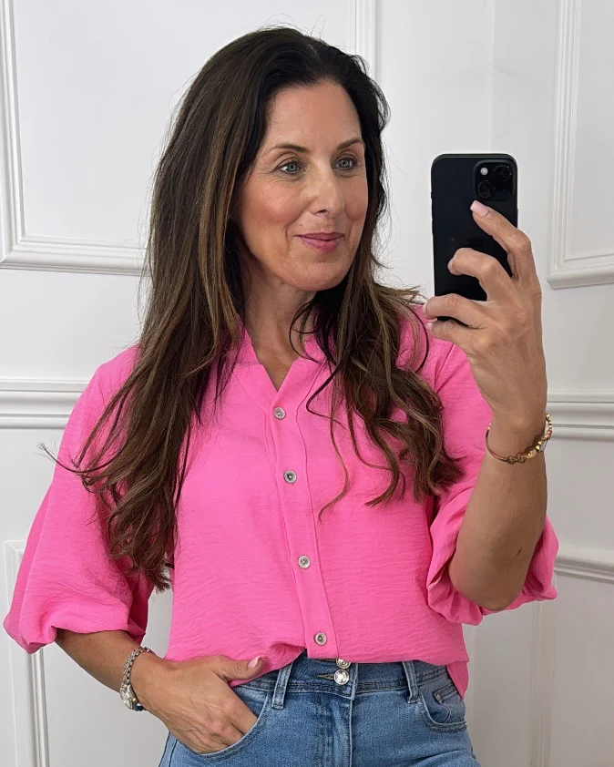 Bernice Pink Balloon Sleeve Blouse