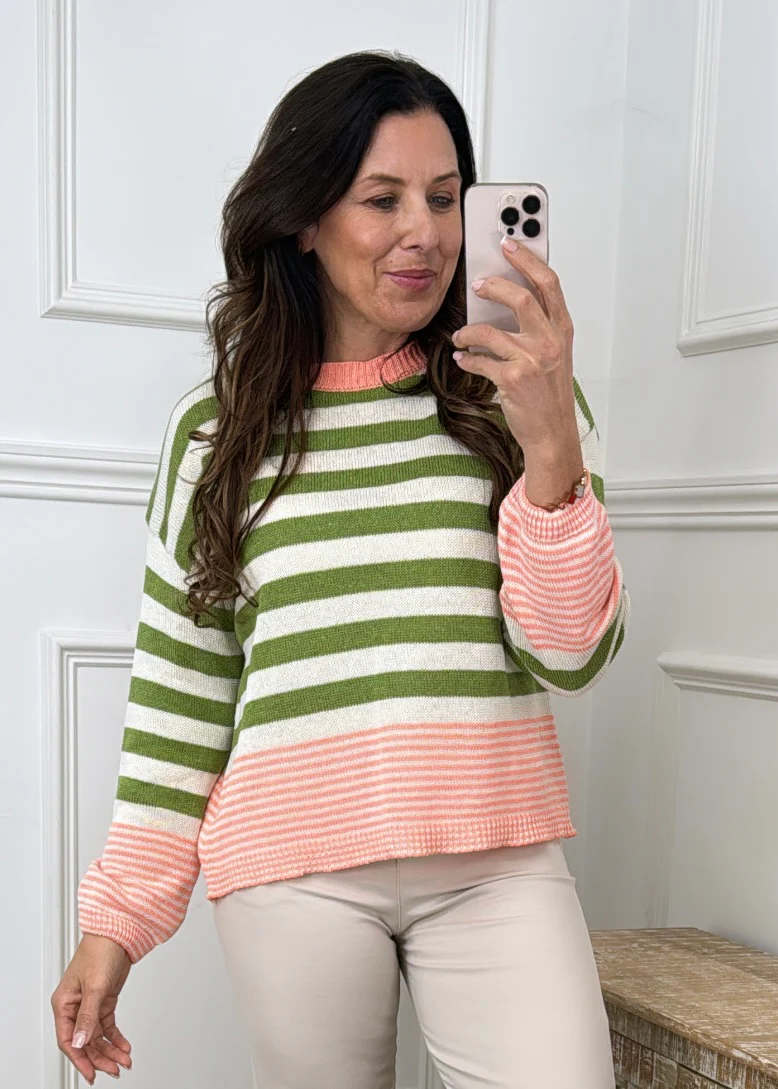 Carmella Green Stripe Jumper
