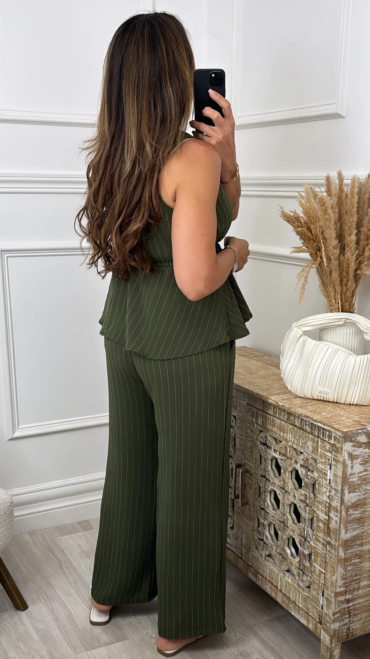 Catherine Khaki Striped Set - Image 3
