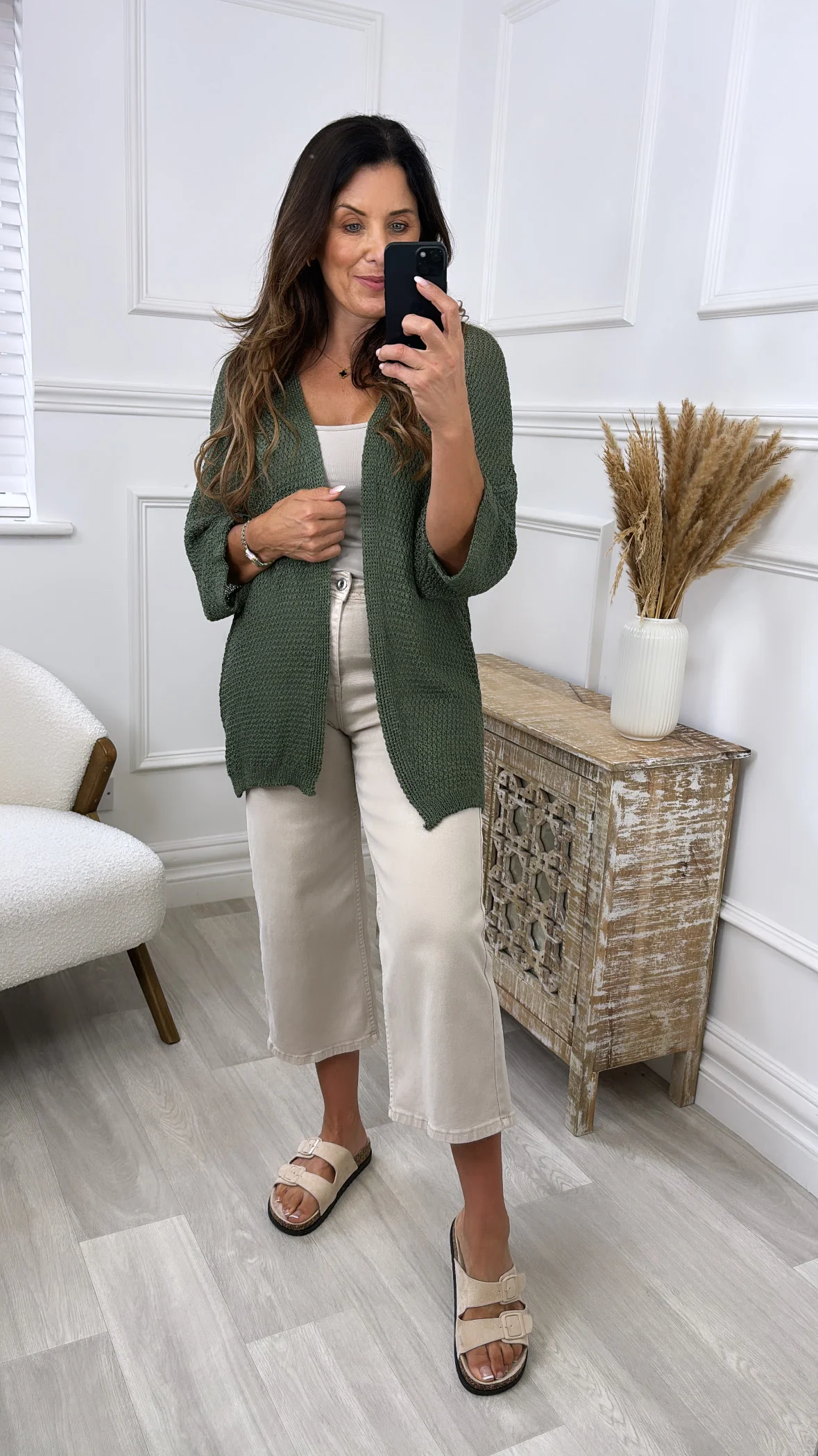 Clara Khaki Knit Cardigan - Image 7