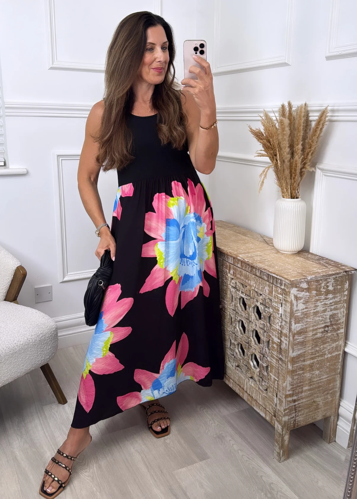 Colette Black Floral Skirt Dress