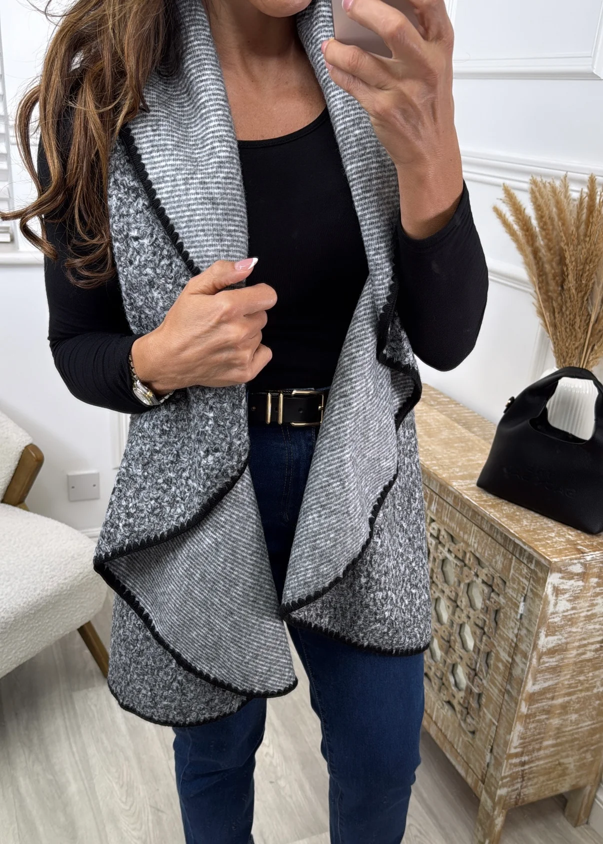 Dorothy Grey Border Stitch Waistcoat - Image 2
