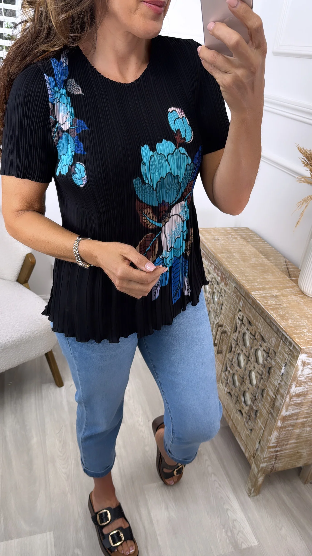 Edie Black Floral Top - Image 3