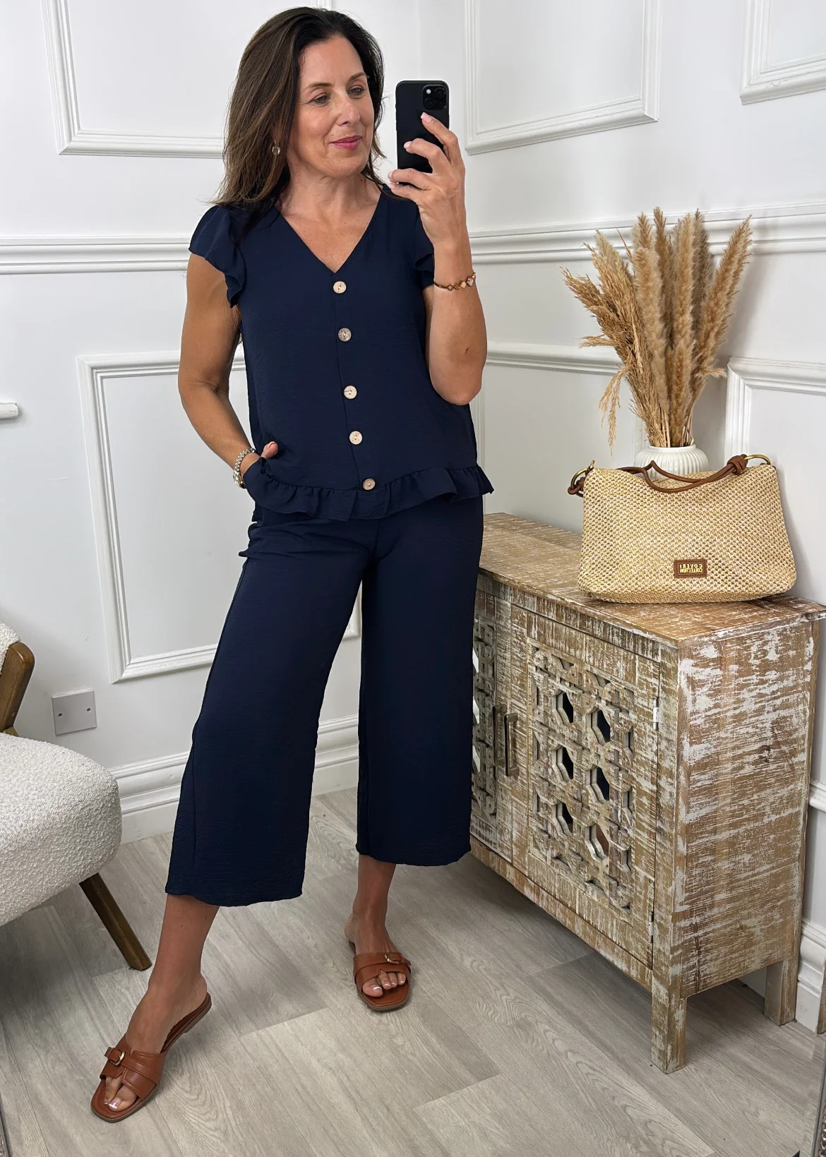 Madeline Navy Frill Hem Set - Image 2
