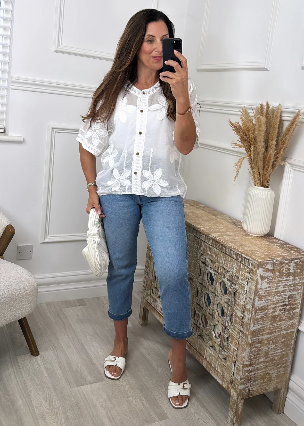 Faith White Button Top - Image 4