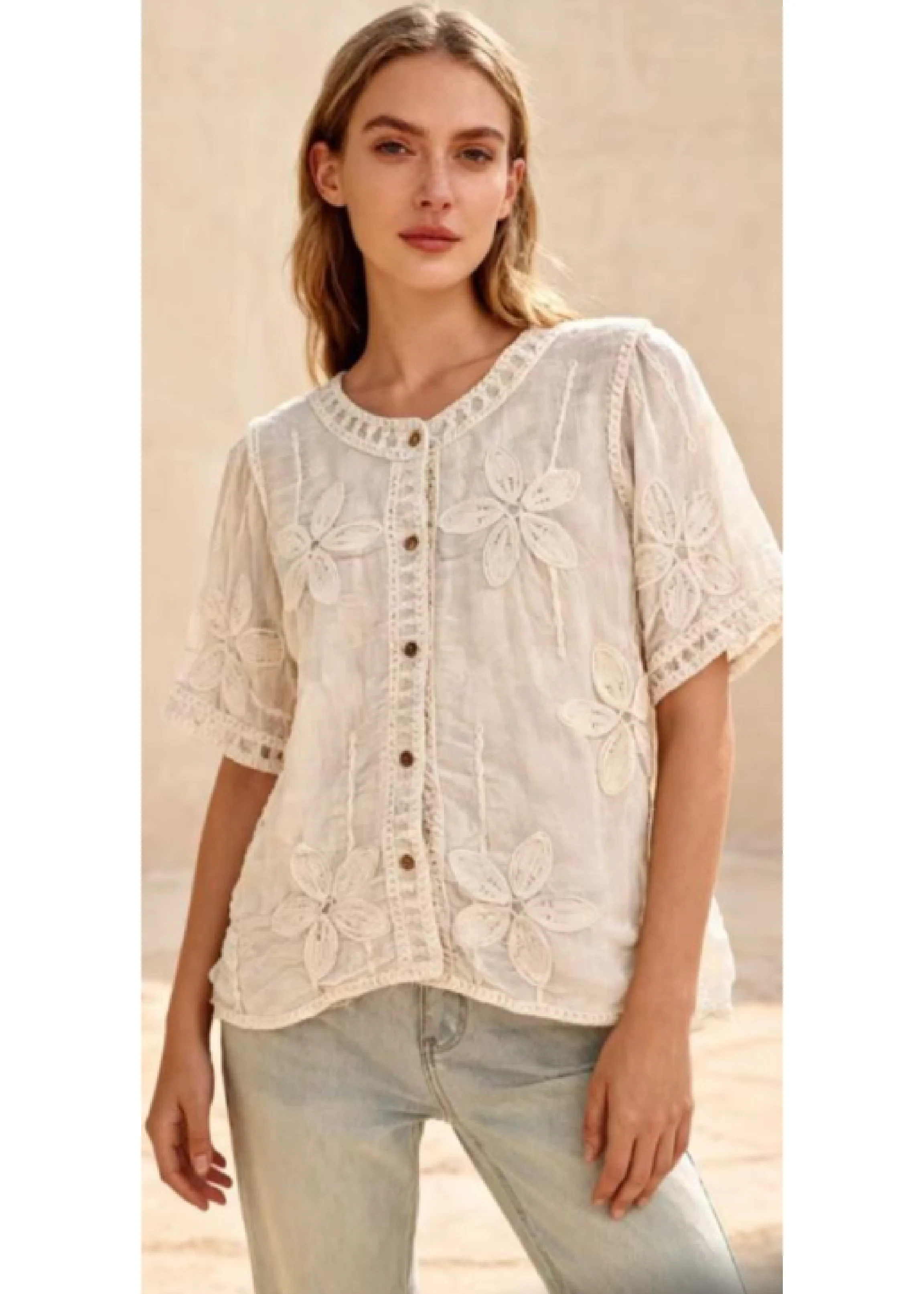 Faith White Button Top - Image 6