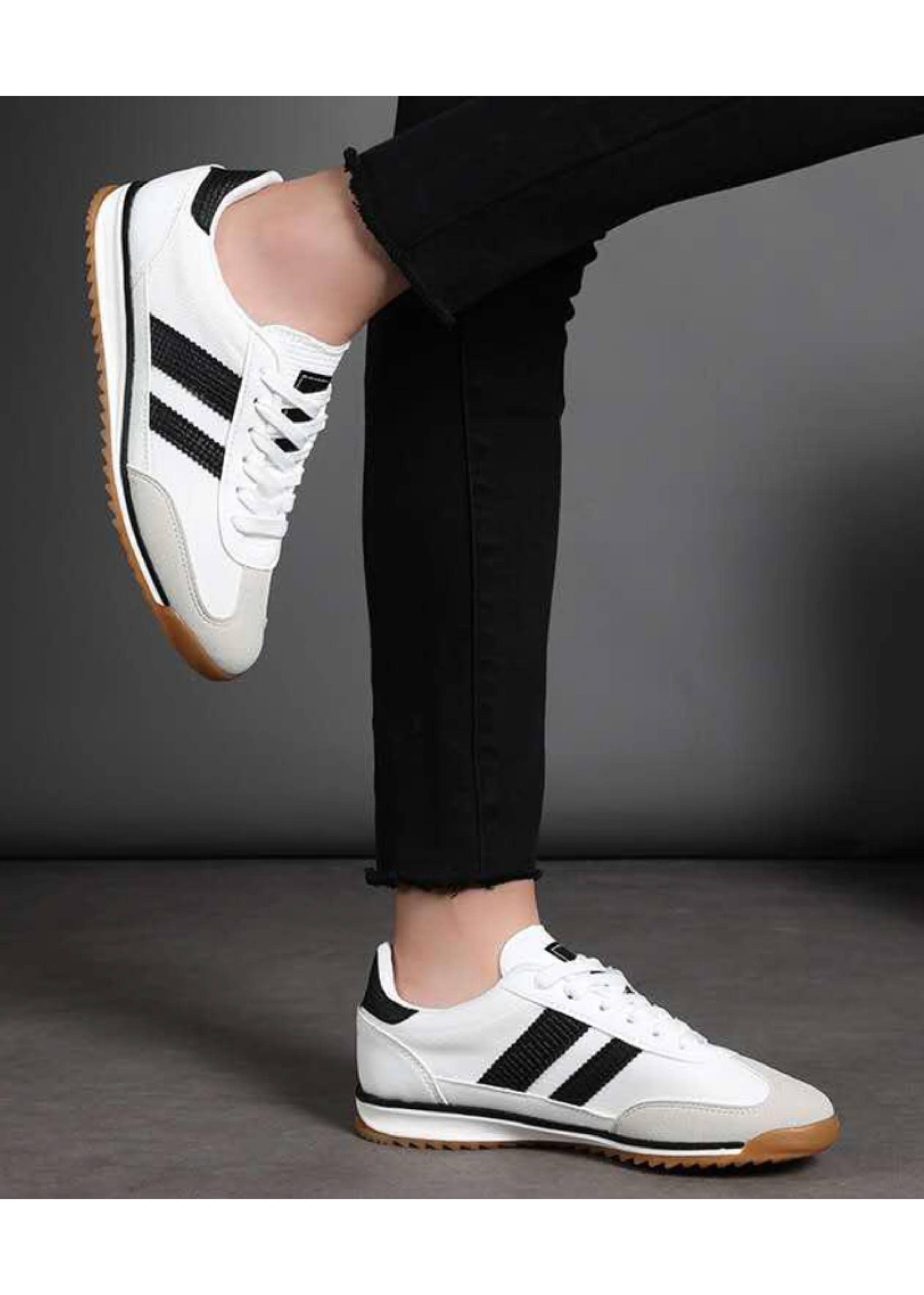 Fergy White Lace Up Trainers - Image 2