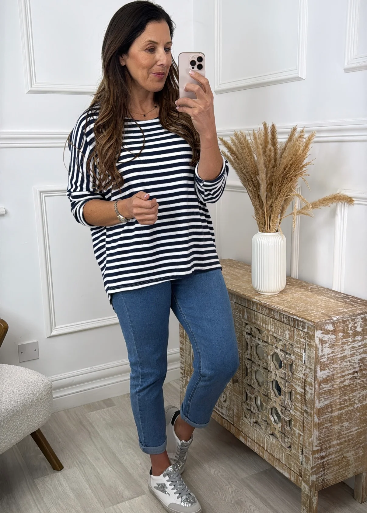 Francine Navy Striped Top