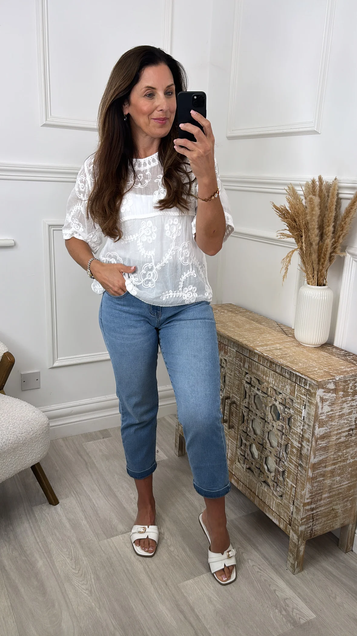 Gilly White Broderie Top - Image 3