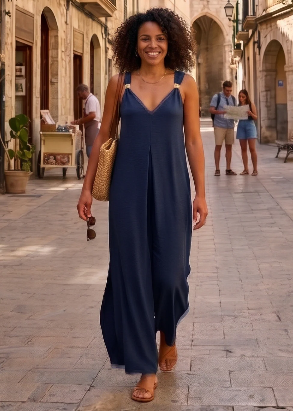 Gina Navy Gold Shoulder Jumpsuit - Image 3