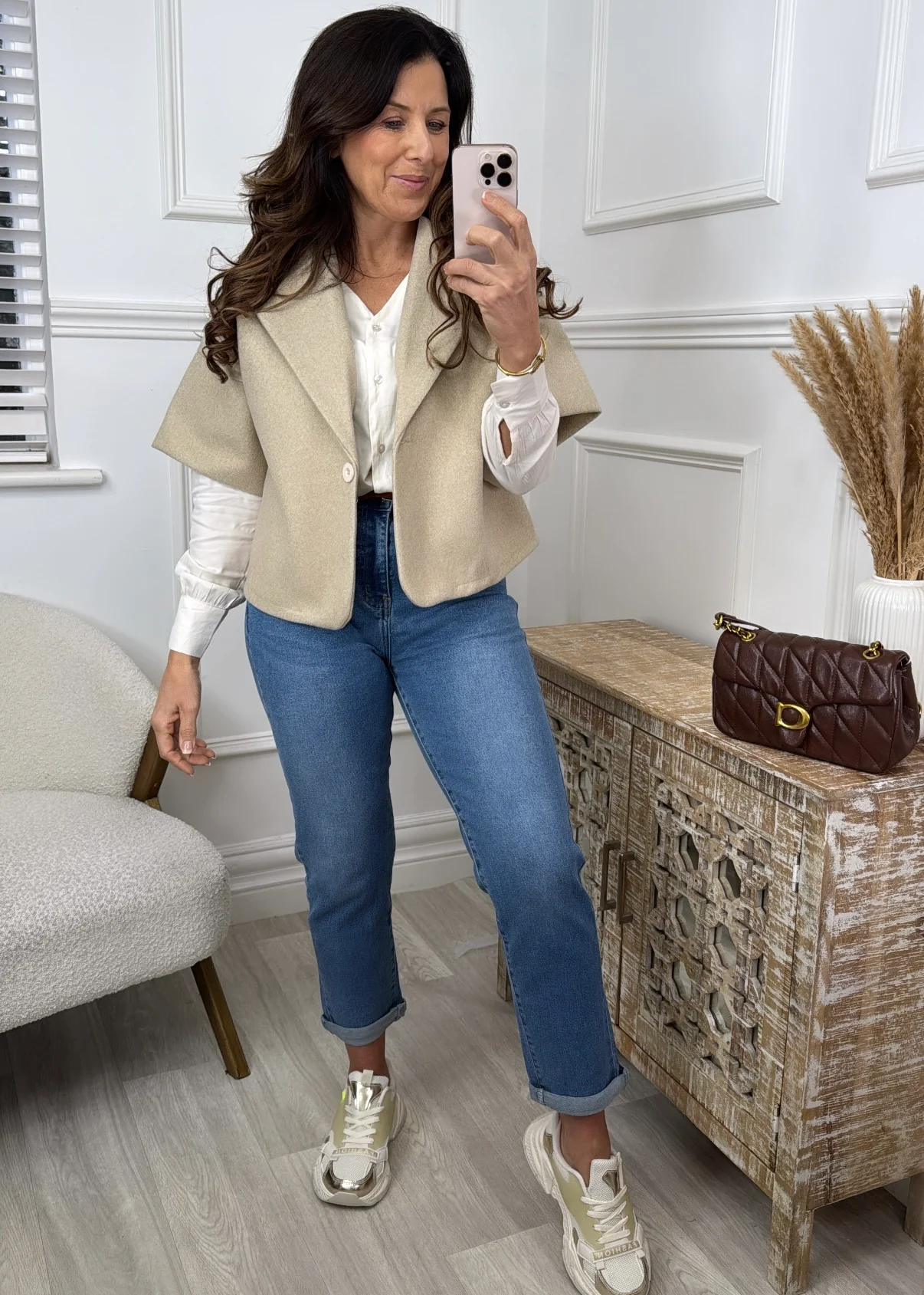 Glenn Beige Cape Jacket - Image 2