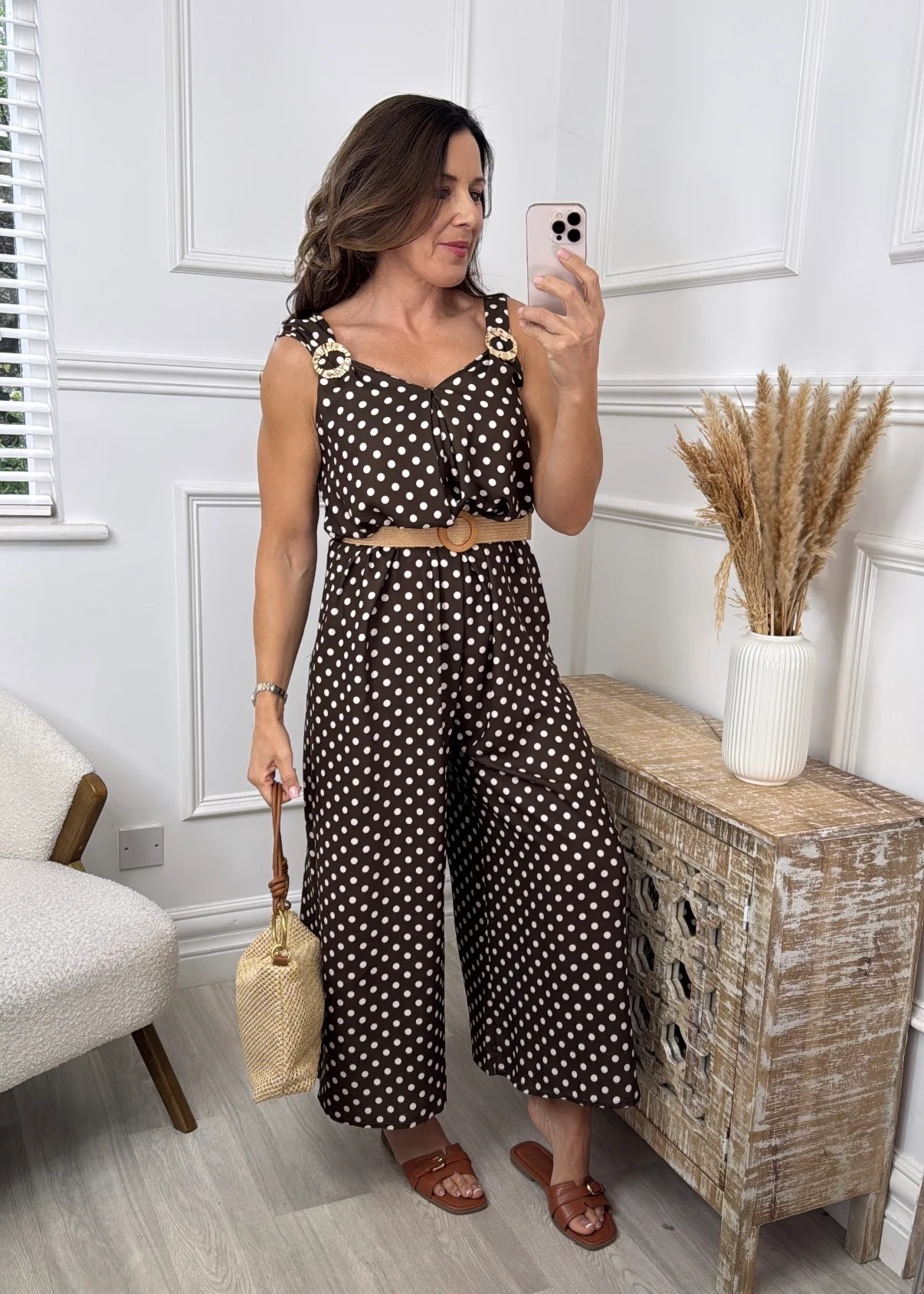 🖤Pre Order🖤 Goldie Brown Polka Dot Jumpsuit - Image 2