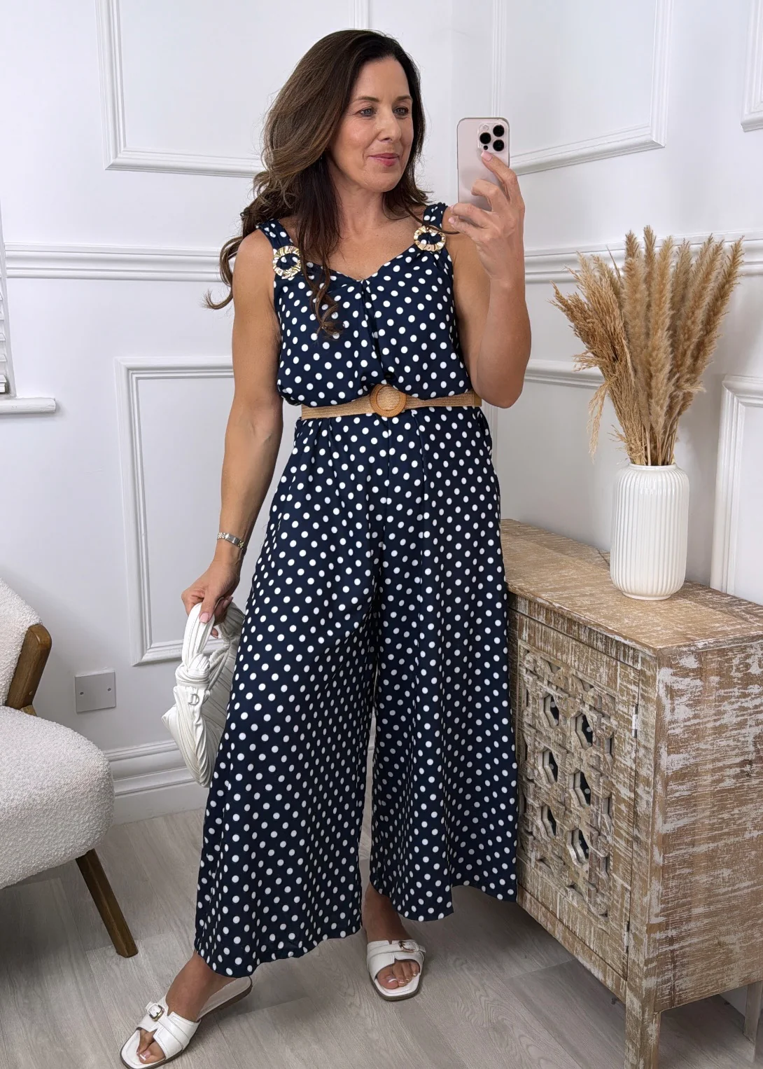 🖤Pre Order🖤Goldie Navy Polka Dot Jumpsuit
