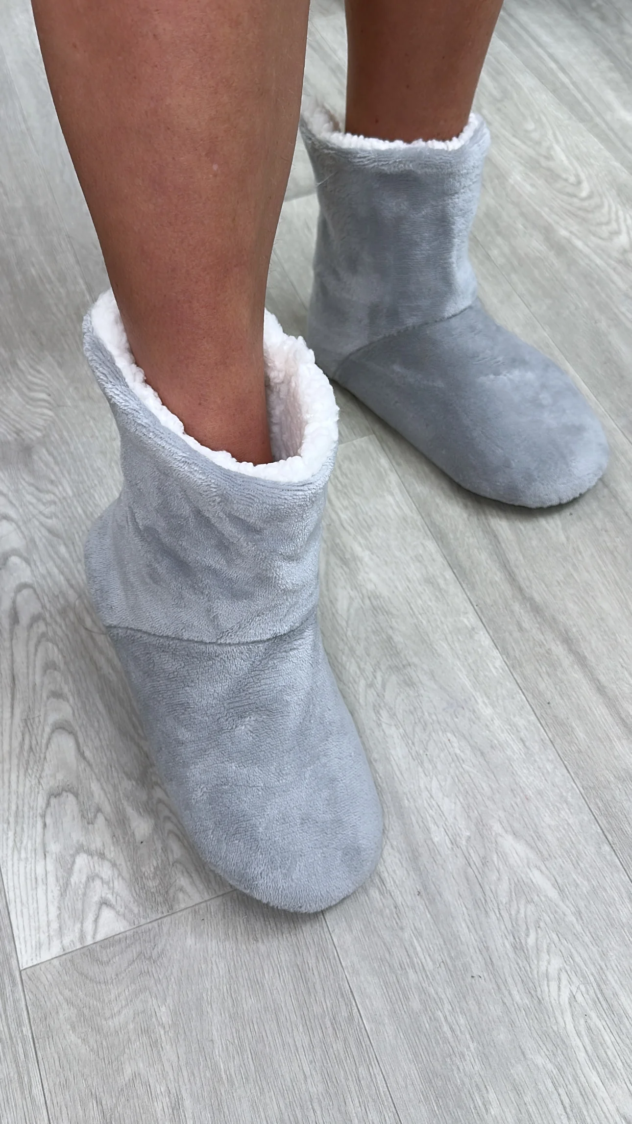 Kari Grey Faux Fur Bootie Slippers - Image 2
