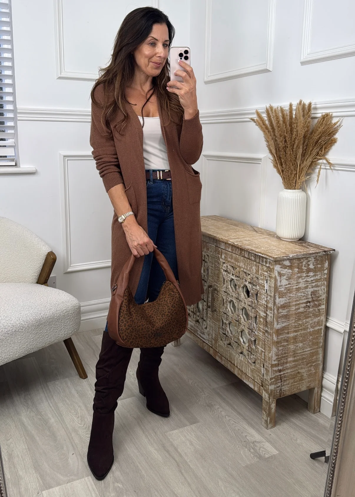 Louisa Brown Knit Cardigan - Image 3