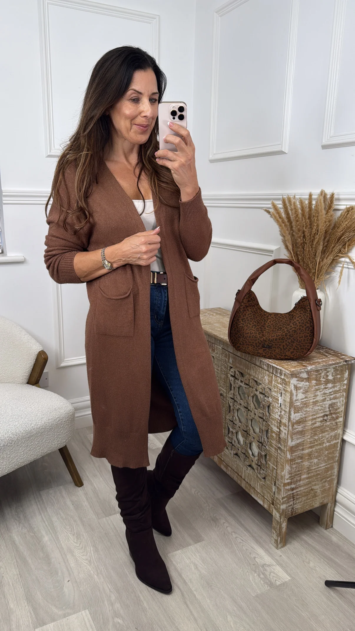 Louisa Brown Knit Cardigan - Image 4