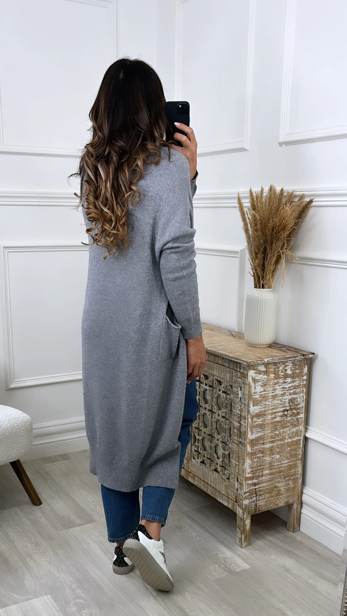 Louisa Grey Knit Cardigan - Image 4