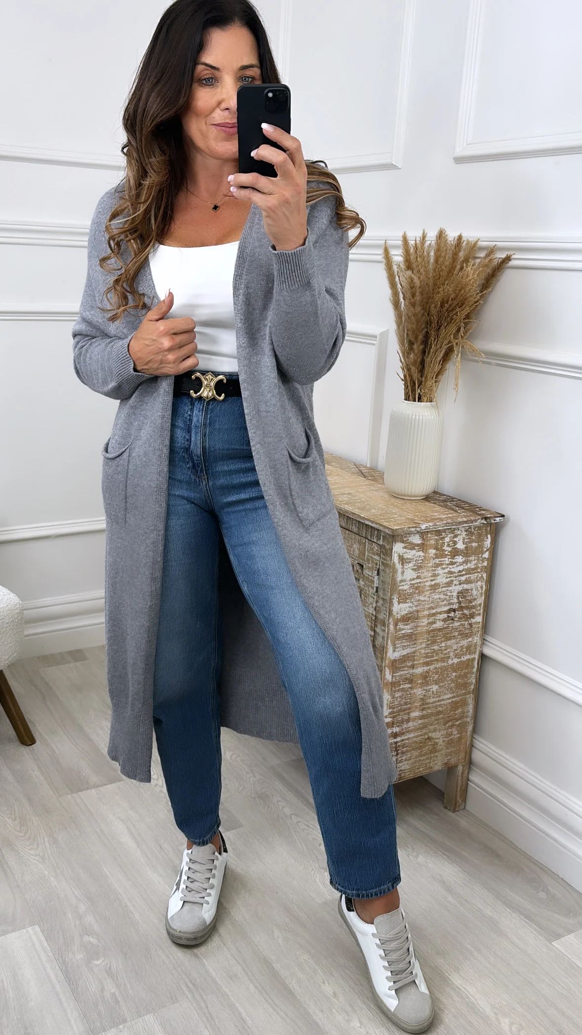 Louisa Grey Knit Cardigan - Image 5