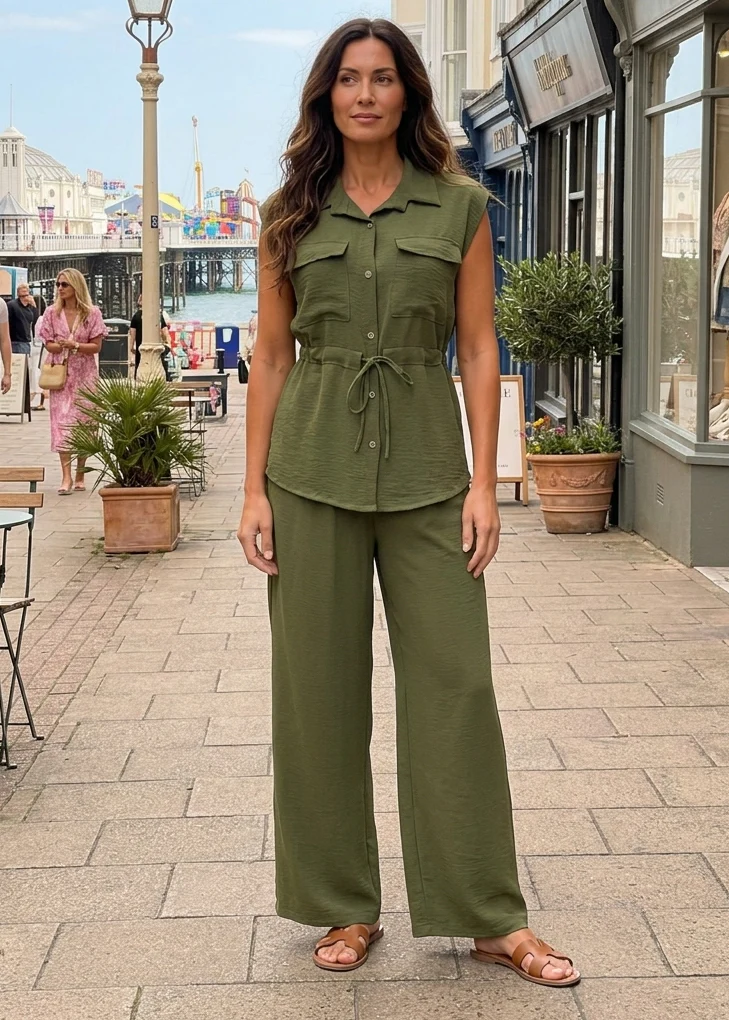 Loyola Khaki Drawstring Top Set - Image 3