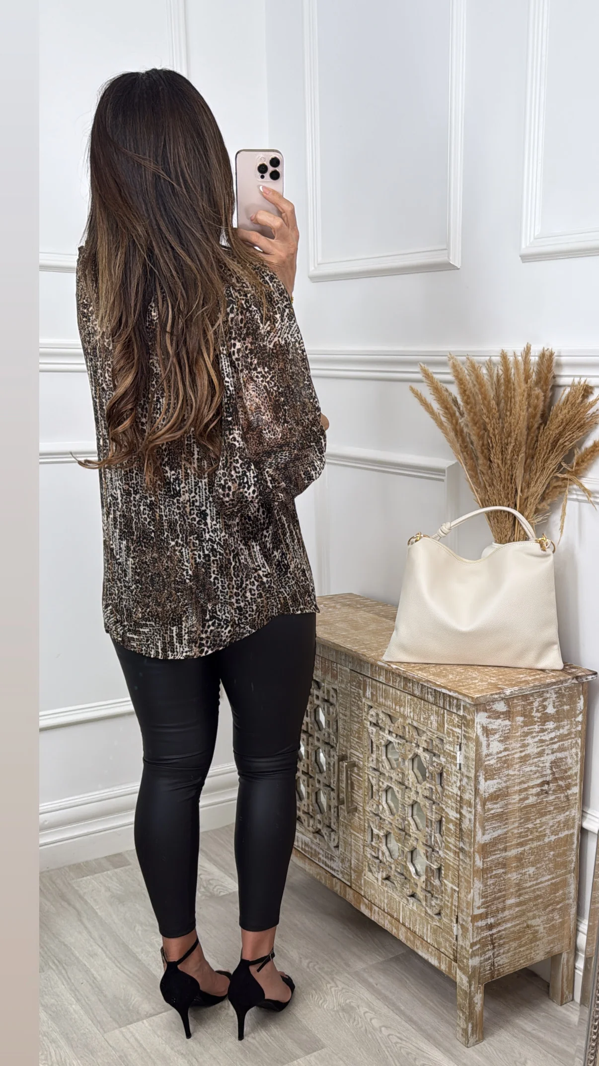 Maeve Beige Animal Print Mesh Blouse - Image 10