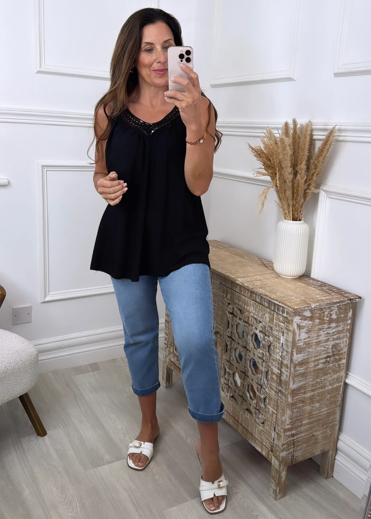 Matilda Black Sequin Trim Top - Image 4