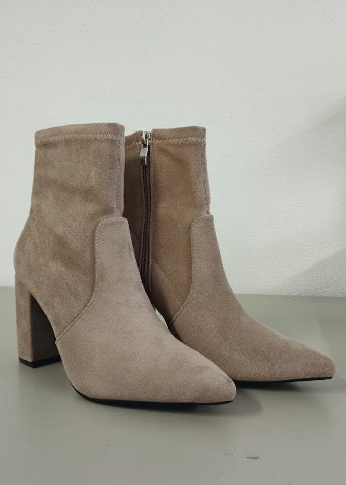 Maya Taupe  Block Heel Boots