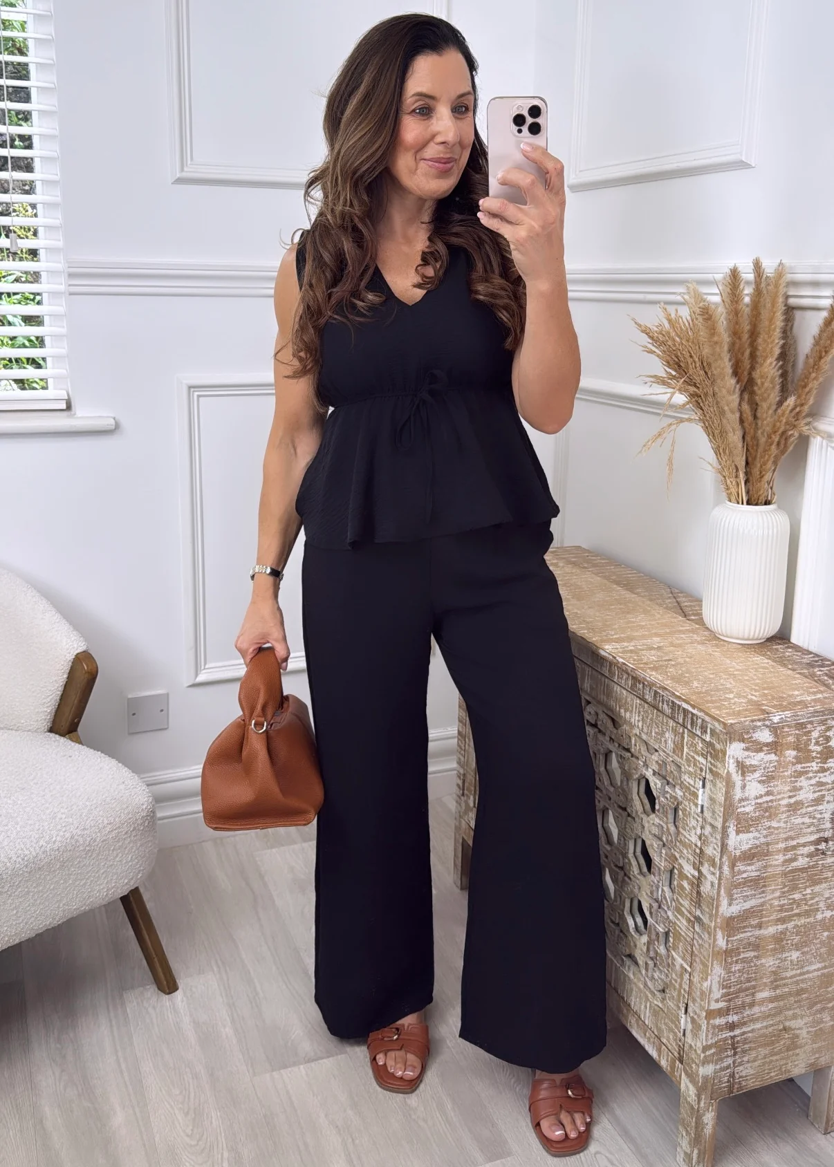 Melanie Black V Neck Set