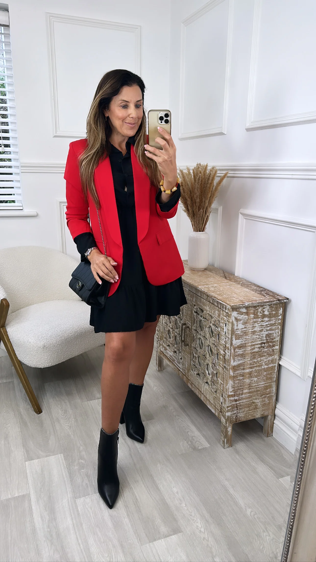 Merrill Red Gathered Sleeve Blazer - Image 11