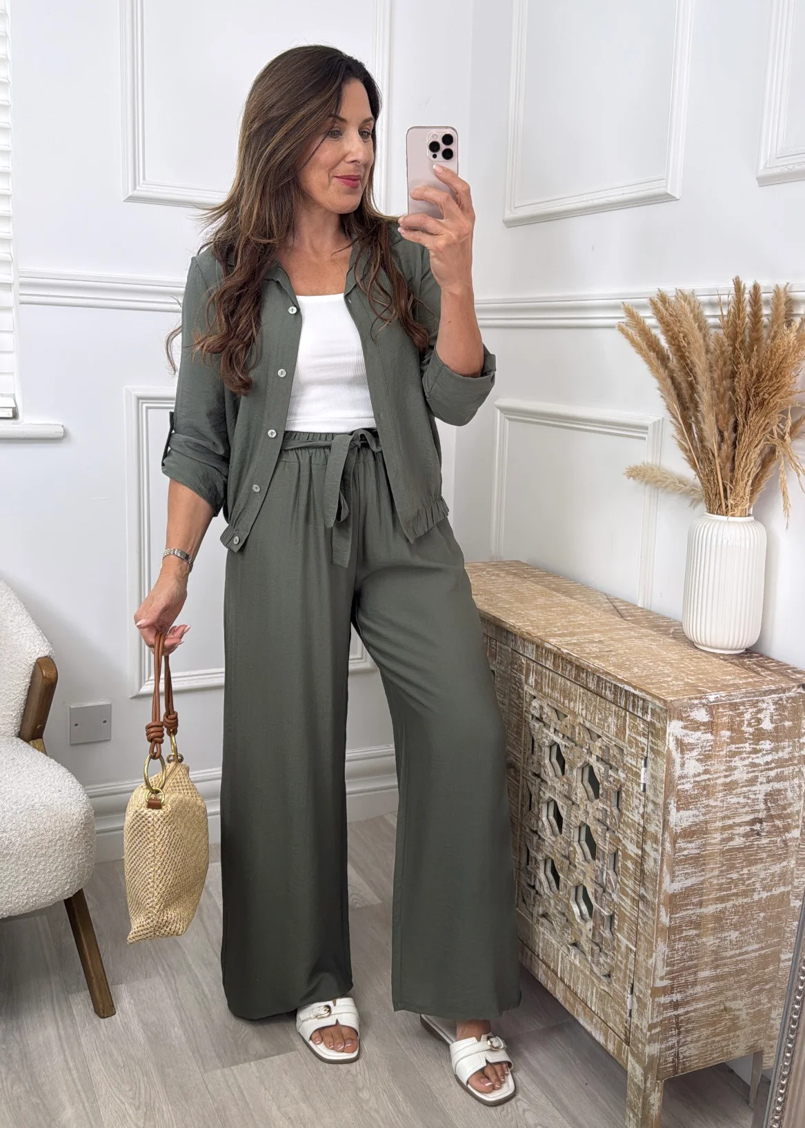 Michelle Khaki Pants and Top Set - Image 2