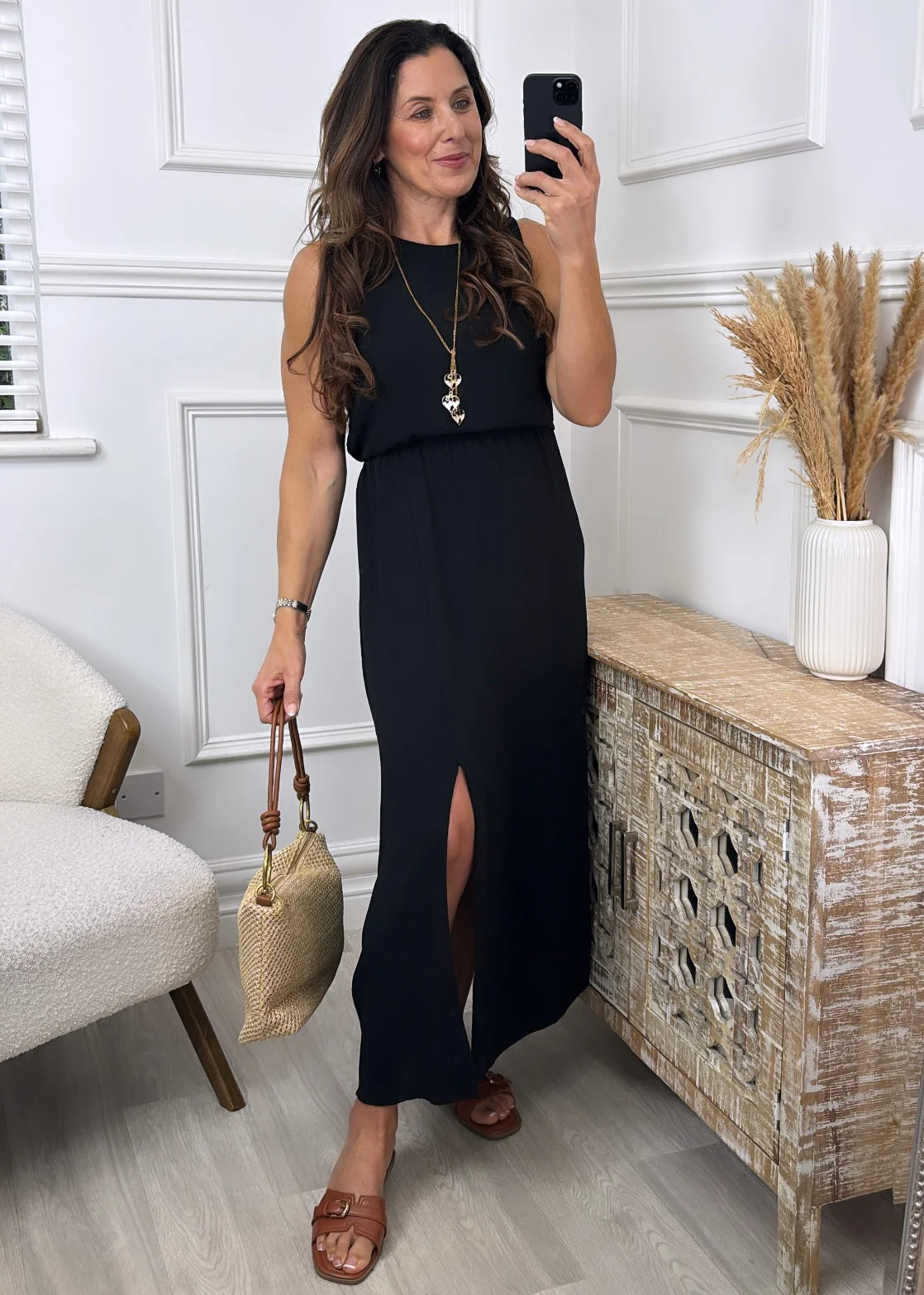 Moira Black High Neck Maxi Dress with Necklace - Image 3