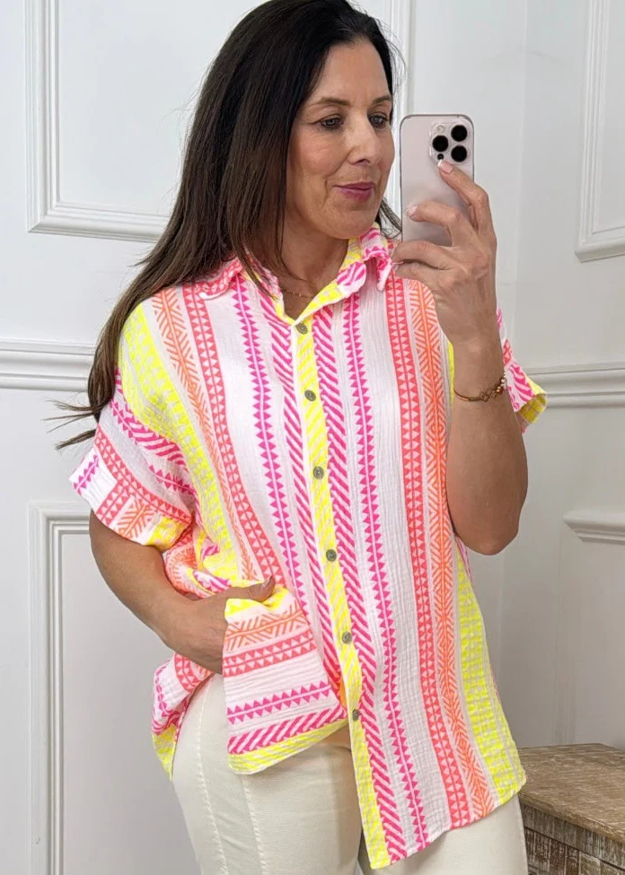 Morgana Cream Tribal Stripe Shirt