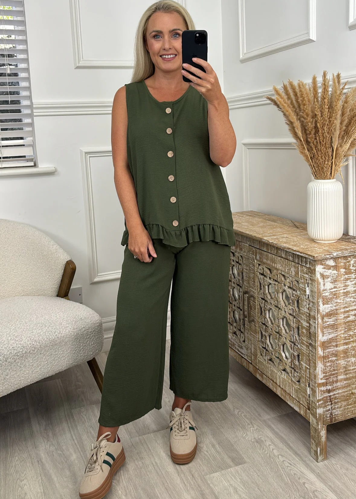 Nessa Khaki Frill Detail Set - Image 4