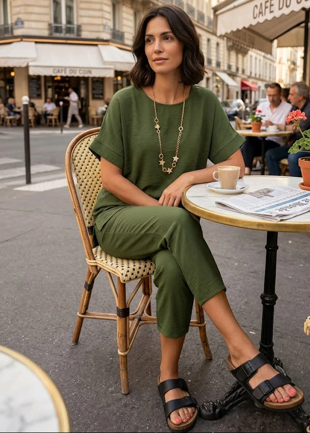 Portia Khaki Short Sleeve Set - Image 3