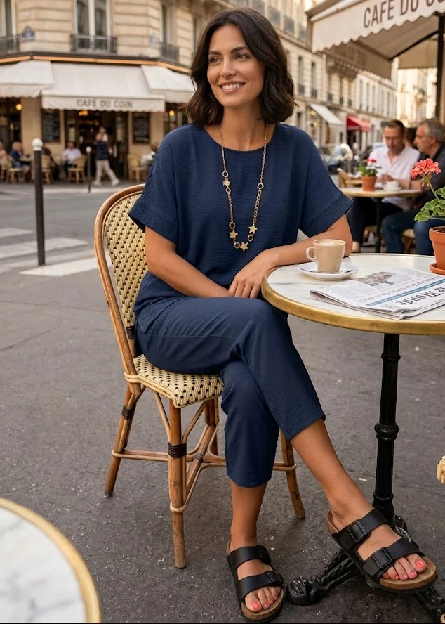 Portia Navy Short Sleeve Set - Image 5