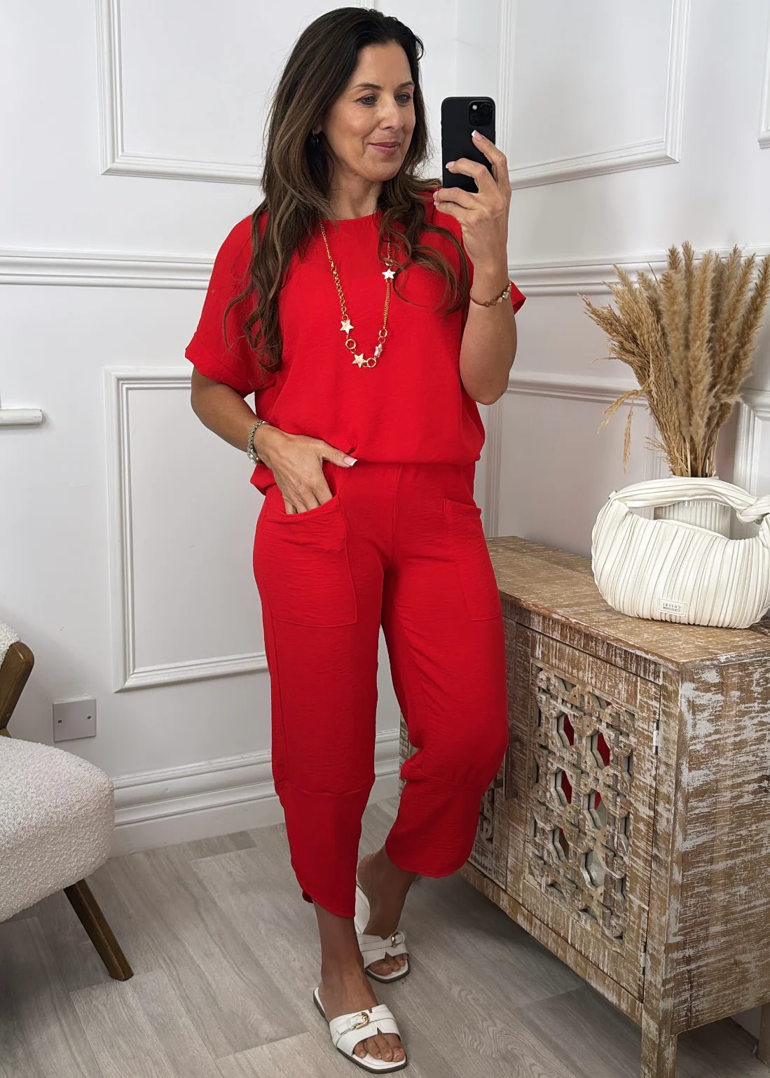 Portia Red Short Sleeve Set - Image 2
