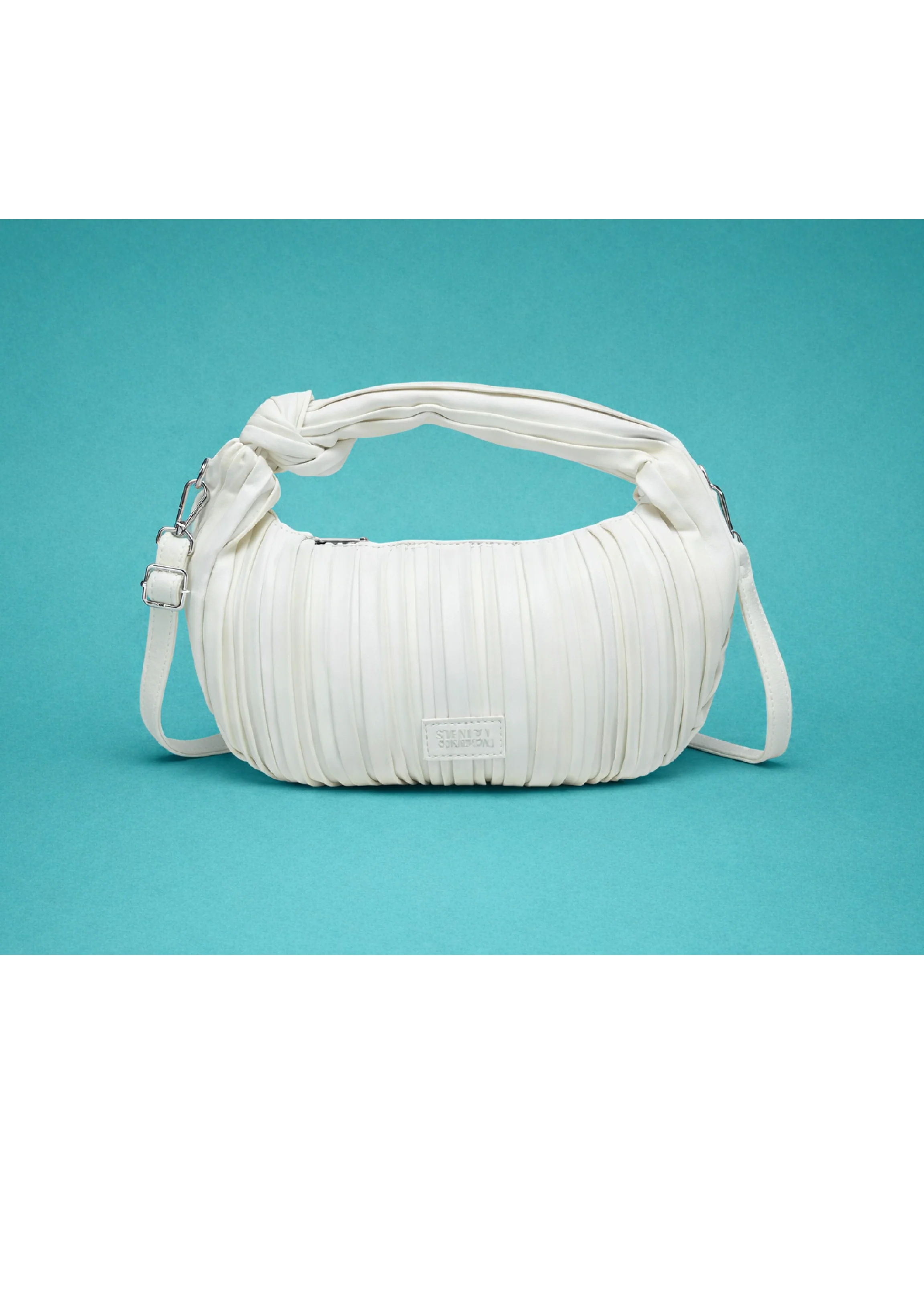 Rosie White Pleated Hobo Handbag