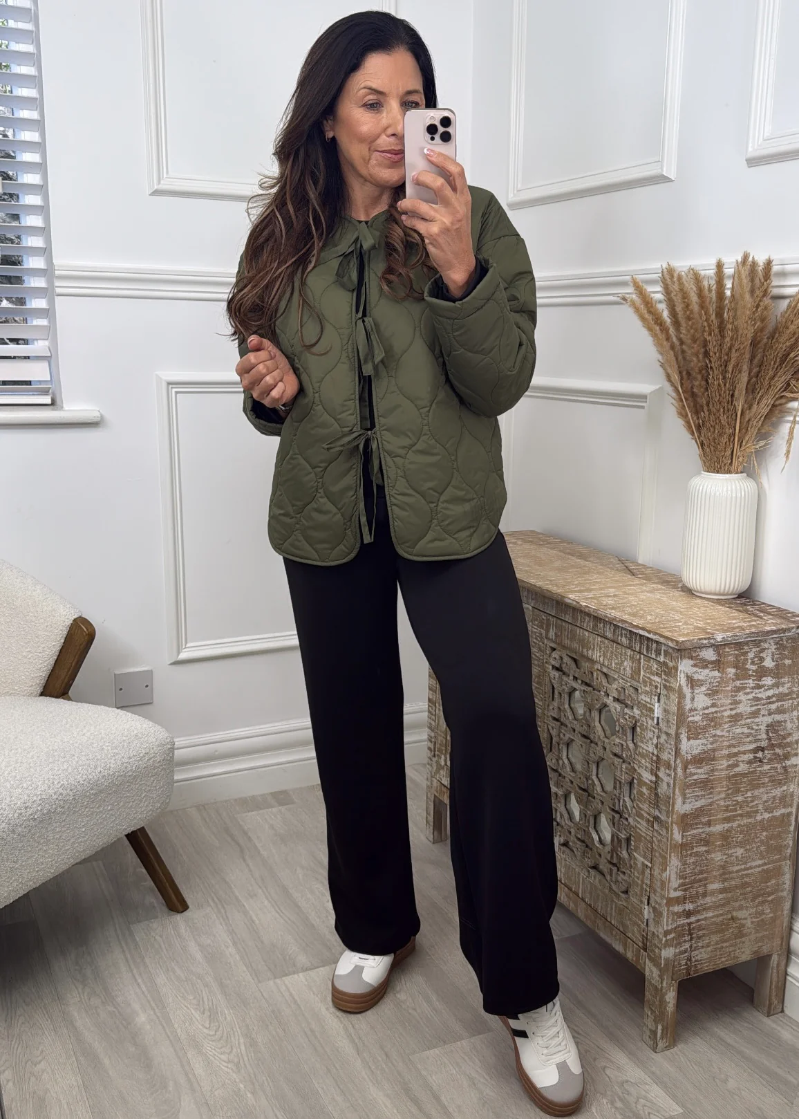 Sabine Green Quilted Tie Jacket - Image 4