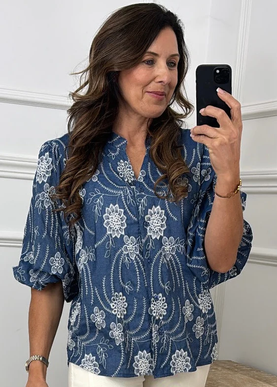 Sheridan Blue Embroidered Shirt