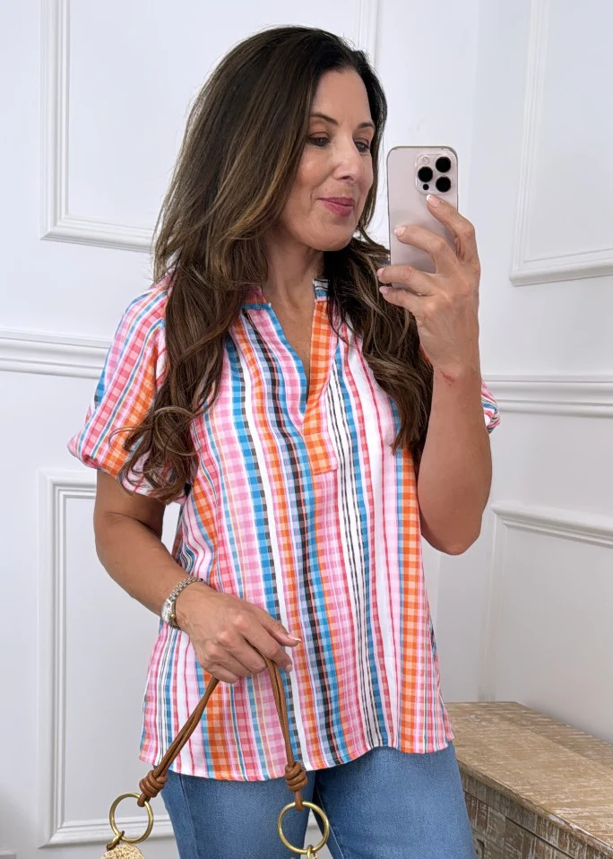 Susan Pink Check Top - Image 5